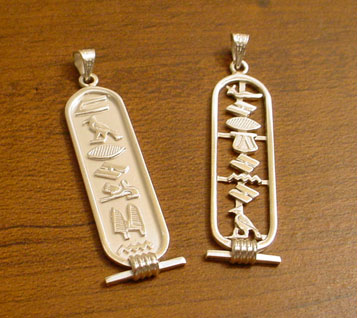 Pendants Egyptian Personalized Cartouche Gold & Silver
