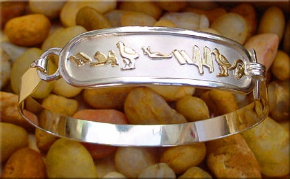  Egyptian Bracelets Gold Hieroglyphs silver