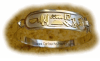 Silver Cartouche Bracelets Gold Hieroglyphs      